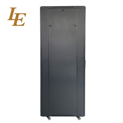 19Inch 42U Tempered Glass Front Door and Solid Metal Rear Door with Handle Locks Racks RAL9004 Black