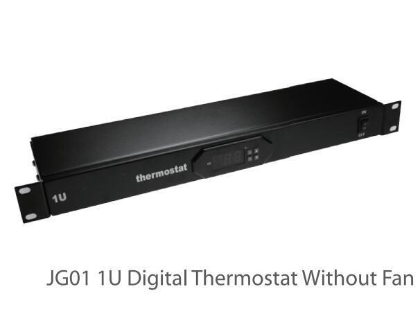 Digital thermostat for ventilation kit 1U for 19" server rack with 2 Fans or 4 Fans or Fanless with EU plug, C14 Plug