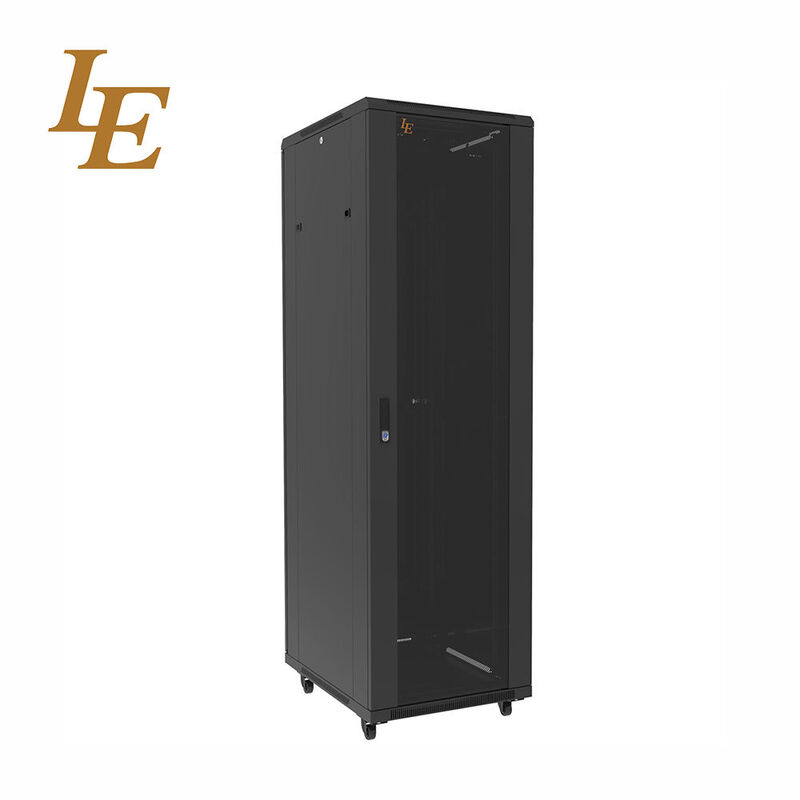 Server Rack Cabinet 42U Tempered Glass Front Door Solid Metal Rear Door with Cable Management Adjustable Feet and Castors