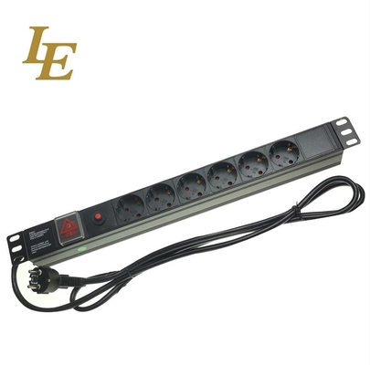 19 Zoll Aluminium Schwarz 6 Wege 8 Steckdosen Europa Deutschland Typ Stromverteilungseinheit IT Netzwerk Schrank Smart Socket PDU