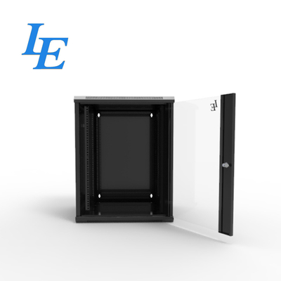 19 Zoll Standard 6U 9U 600x550mm 600x600mm Doppelsektionsscharnier Typ RAL9004 Schwarz Wand montiert Gehäuse Schrank mit gehärtetem Glas Vordertür und abnehmbare Seitenplatten