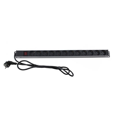 Vertikale Aluminium-PDU 12 Wege EU/Schuko PDU Schwarz 19 Zoll Horizontale 6 Wege 8 Steckdosen Schuko Deutschland Typ Stromverteilungseinheit IT Netzwerk Schrank Smart Socket PDU mit Schalter 3x1.5mm2 2M Lang