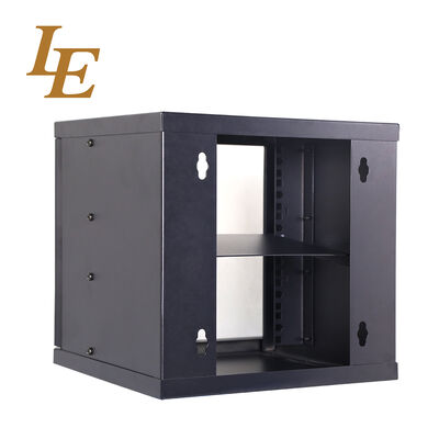 10inch Mini SOHO Wall Mount Enclosure with PDU and Fixed Shelf Small Metal Racks RAL9004 RAL9005 Black Home Mini Cabinet Glass Front Door