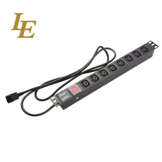 19 Zoll Aluminium Schwarz IEC Typ 6 Wege 8 Steckdosen C13 C14 Stromverteilungseinheit 16Amp/32Amp Mit Kommando-Stecker verfügbar IEC320 Smart Socket PDU 1